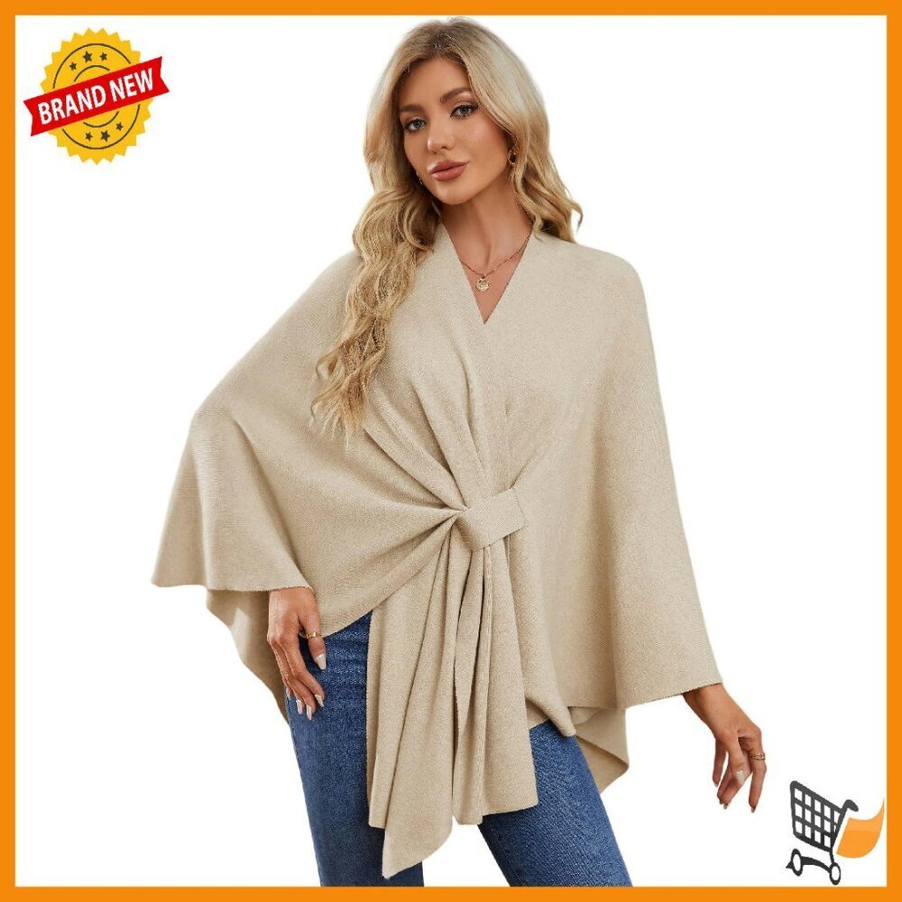 Soft Double Knit Poncho Shawl Wrap One Size Fits Most All Seasons